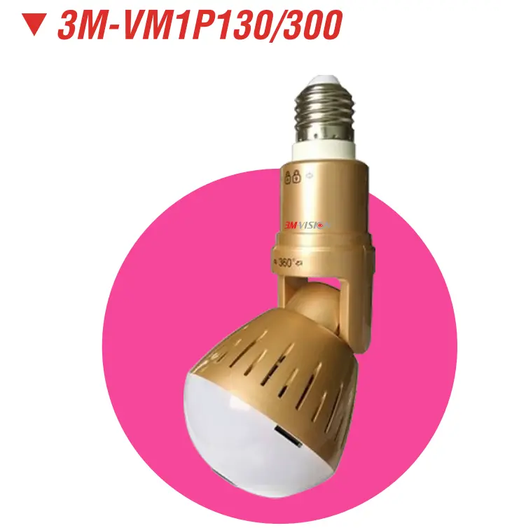 3M Vision 3M-VM1P130/300 1.3MP Fisheye WiFi bulb camera